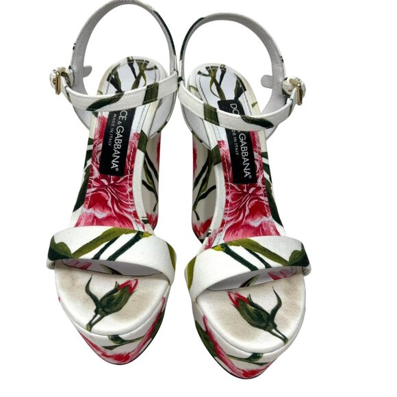 Dolce & Gabbana floral-print platform sandals Womens Size 37 7 With Box - Picture 8 of 15